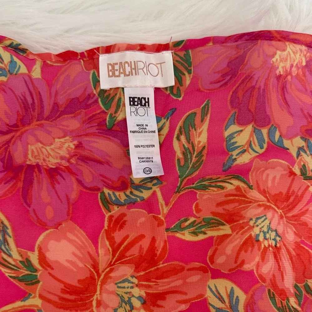 Beach Riot Hot Pink Floral Tie-Waist Swim Sarong - Picture 2 of 4